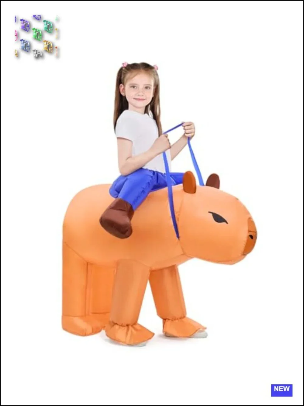 Inflatable Capybara Costume for Kids, Funny Blow Up Ride-On Halloween Party